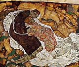 Egon Schiele Canvas Paintings - Death and the Maiden